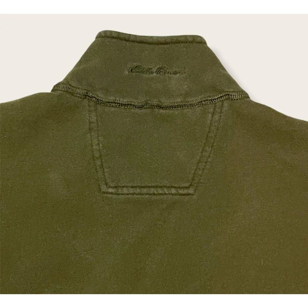 Eddie Bauer Men's Sweater - Quarter Zip - Pull Over - Green/Gray Stripe - Size L - Picture 4 of 4